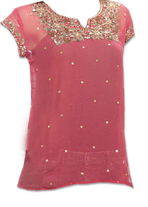  Tea Pink Chiffon Kurti | Pakistani Dresses in USA- Image 1