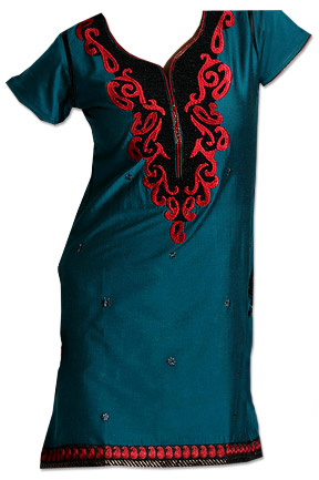  Teal Georgette Kurti | Pakistani Dresses in USA- Image 1