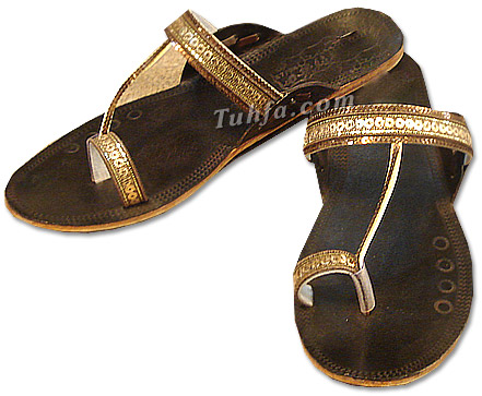  Ladies Slip-on-khussa- Golden    | Pakistani Dresses in USA- Image 1