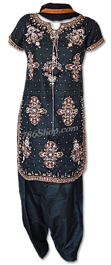  Black Silk Suit | Pakistani Dresses in USA- Image 1