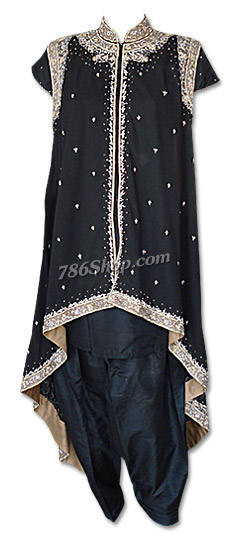  Black Silk Gown Suit | Pakistani Dresses in USA- Image 1