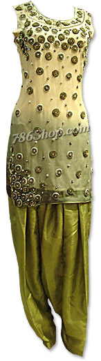   Green Crinkle Chiffon Suit | Pakistani Dresses in USA- Image 1