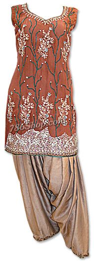  Brown Crinkle Chiffon Suit | Pakistani Dresses in USA- Image 1