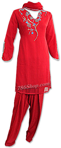  Red Chiffon Suit | Pakistani Dresses in USA- Image 1