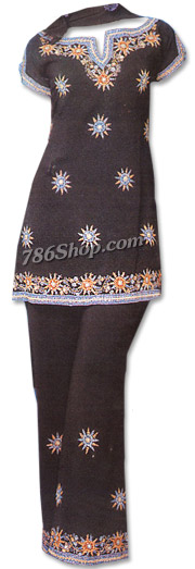  Black Chiffon Trouser Suit | Pakistani Dresses in USA- Image 1