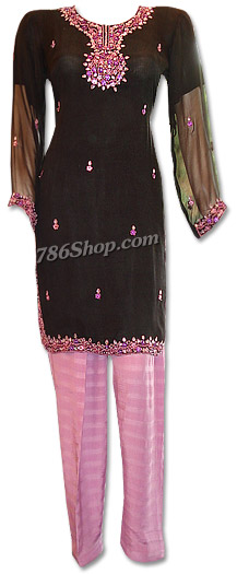  Black/Purple Chiffon Suit | Pakistani Dresses in USA- Image 1