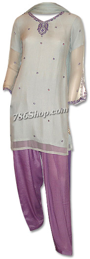  Light Green/Purple Chiffon Suit | Pakistani Dresses in USA- Image 1