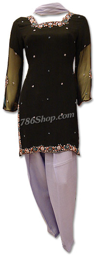 Black/Purple Chiffon Suit | Pakistani Dresses in USA- Image 1