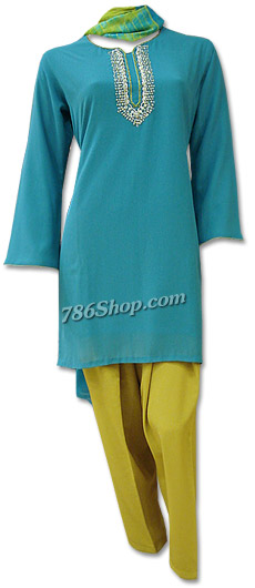  Turquoise Georgette Suit | Pakistani Dresses in USA- Image 1