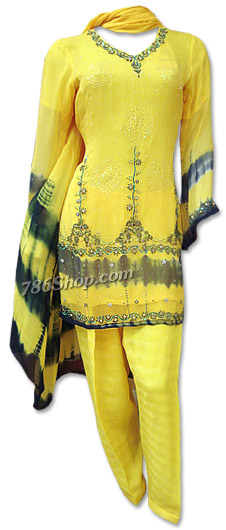  Yellow Chiffon Suit | Pakistani Dresses in USA- Image 1