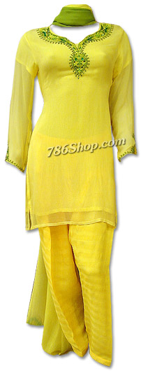  Yellow Chiffon Suit | Pakistani Dresses in USA- Image 1