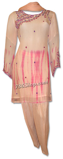  Peach Chiffon Suit | Pakistani Dresses in USA- Image 1