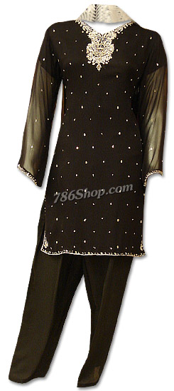  Black Chiffon Suit | Pakistani Dresses in USA- Image 1