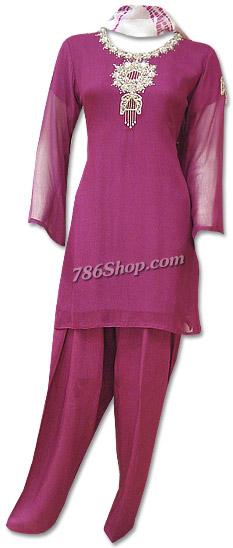  Magenta Chiffon Suit | Pakistani Dresses in USA- Image 1