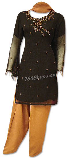  Black/Brown Chiffon Suit | Pakistani Dresses in USA- Image 1