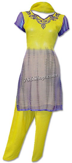 Yellow/Purple Chiffon Suit | Pakistani Dresses in USA