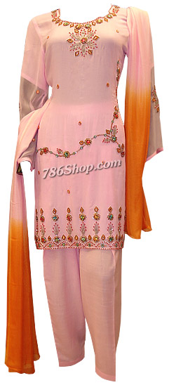  Pink Chiffon Suit | Pakistani Dresses in USA- Image 1
