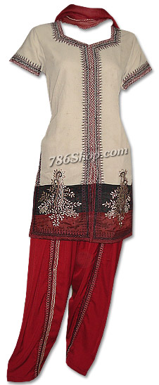  Beige/Maroon Georgette Suit | Pakistani Dresses in USA- Image 1