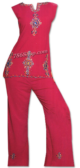  Maroon Georgette Trouser Suit | Pakistani Dresses in USA- Image 1