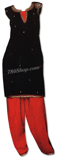  Black/Red Georgette Suit | Pakistani Dresses in USA- Image 1