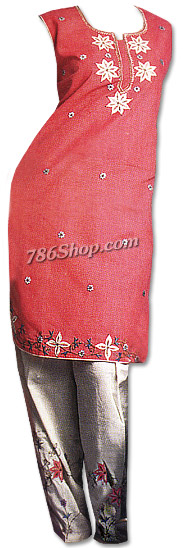  Red/Silver Georgette Suit | Pakistani Dresses in USA- Image 1