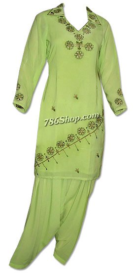  Parrot Green Georgette Suit | Pakistani Dresses in USA- Image 1