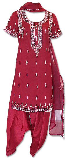  Maroon Crinkle Chiffon Suit | Pakistani Dresses in USA- Image 1