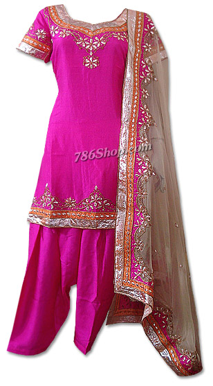  Hot Pink Silk Suit | Pakistani Dresses in USA- Image 1