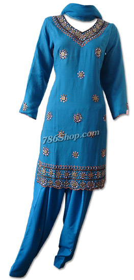  Turquoise Chiffon Suit | Pakistani Dresses in USA- Image 1