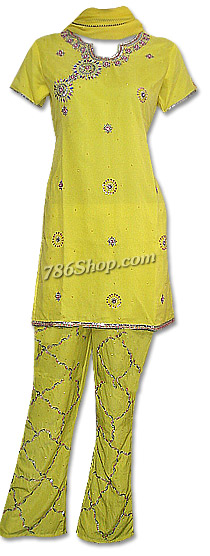  Yellow Chiffon Trouser Suit | Pakistani Dresses in USA- Image 1