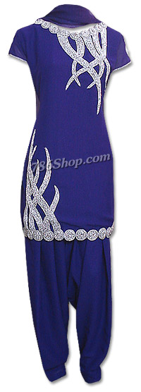  Royal Blue Georgette Suit  | Pakistani Dresses in USA- Image 1