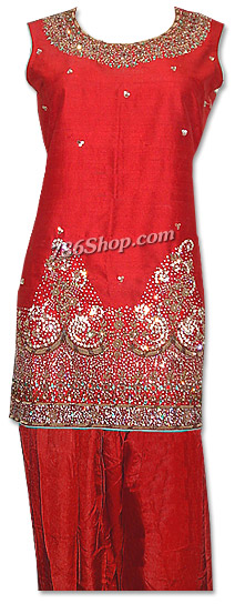  Red Silk Suit | Pakistani Dresses in USA- Image 1