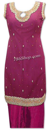  Purple Crinkle Chiffon Suit | Pakistani Dresses in USA- Image 1