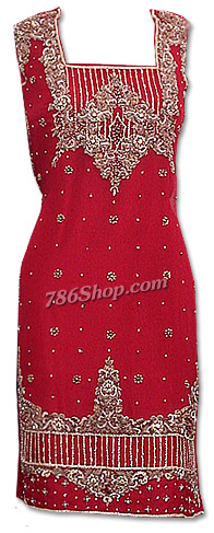  Red Chiffon Suit | Pakistani Dresses in USA- Image 1