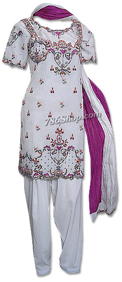  White Chiffon Suit | Pakistani Dresses in USA- Image 1
