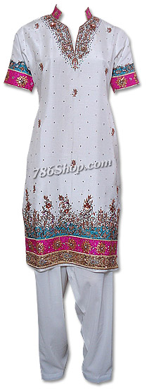  White Silk Suit | Pakistani Dresses in USA- Image 1