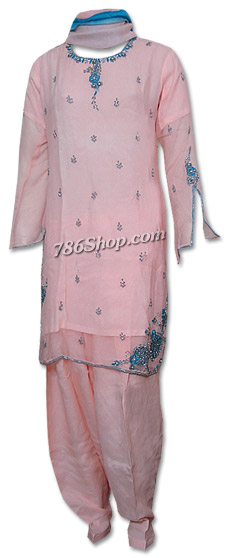  Pink Chiffon Suit | Pakistani Dresses in USA- Image 1