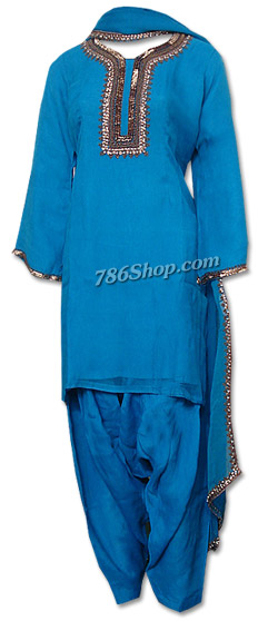  Blue Chiffon Suit | Pakistani Dresses in USA- Image 1