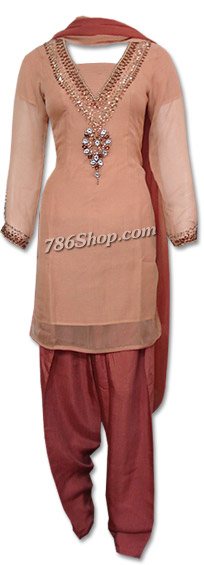  Brown Chiffon Suit | Pakistani Dresses in USA- Image 1