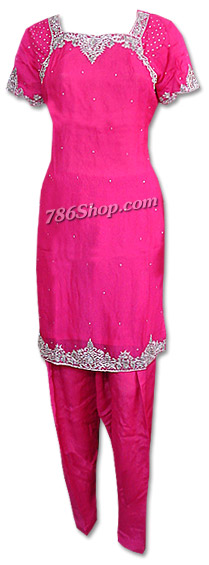  Hot Pink Chiffon Suit | Pakistani Dresses in USA- Image 1