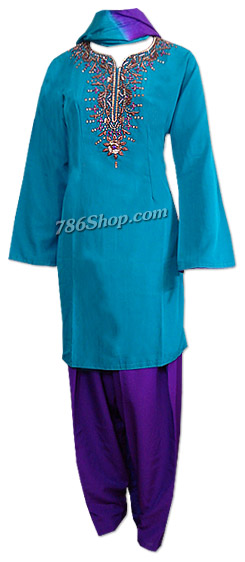  Turquoise/Purple Georgette Suit | Pakistani Dresses in USA- Image 1
