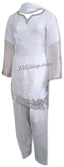  White Chiffon Suit | Pakistani Dresses in USA- Image 1