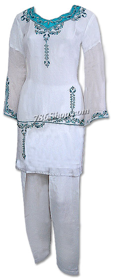  White Chiffon Suit | Pakistani Dresses in USA- Image 1