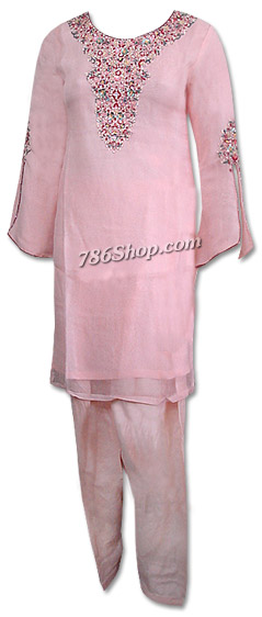  Pink Chiffon Suit | Pakistani Dresses in USA- Image 1