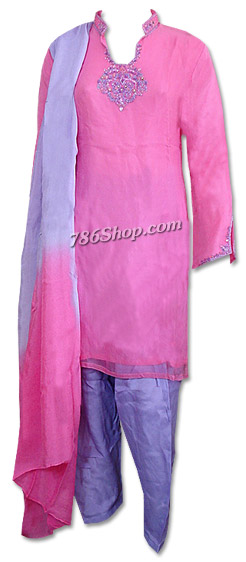  Pink/Purple Chiffon Suit | Pakistani Dresses in USA- Image 1