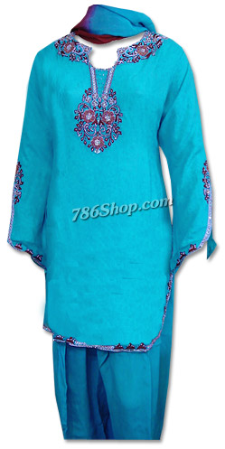  Turquoise Chiffon Suit | Pakistani Dresses in USA- Image 1