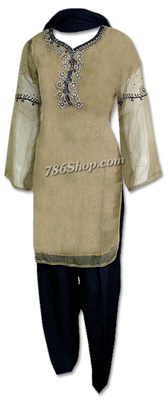  Brown/Black Chiffon Suit | Pakistani Dresses in USA- Image 1