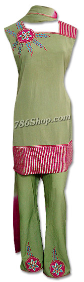  Light Green Georgette Trouser Suit    | Pakistani Dresses in USA- Image 1