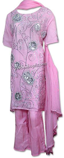  Pink Crinkle Chiffon Suit | Pakistani Dresses in USA- Image 1