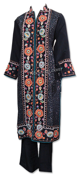  Black Chiffon Trouser Suit  | Pakistani Dresses in USA- Image 1